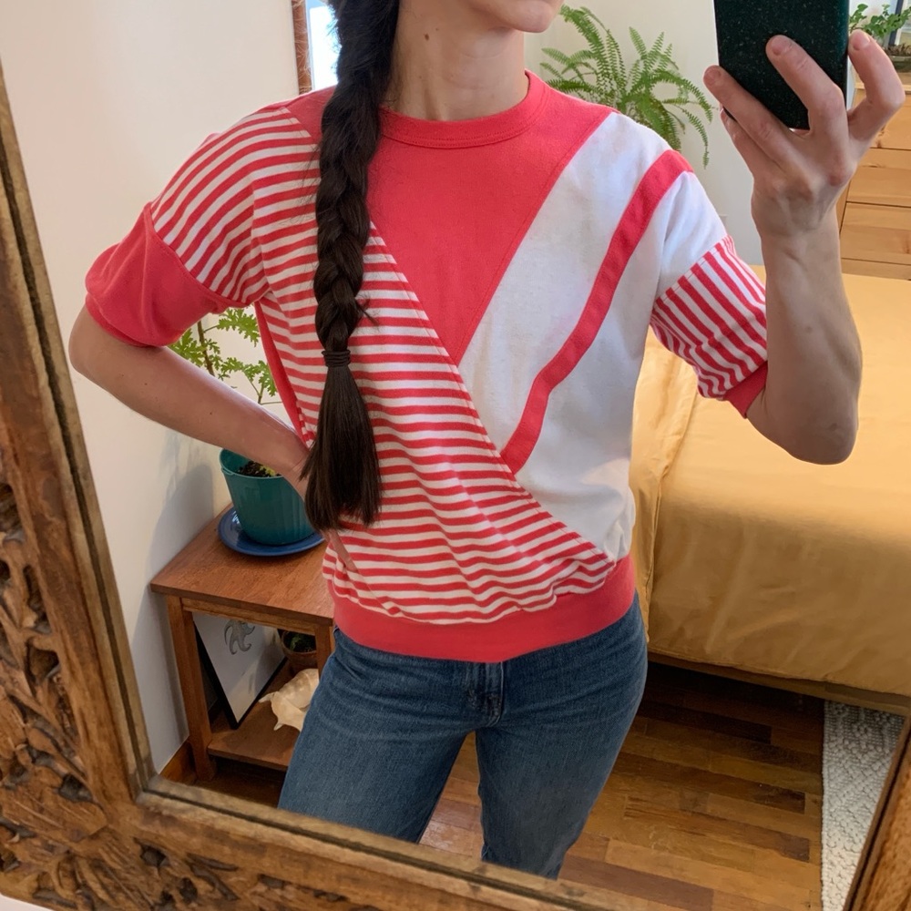Vintage 80s Laps Cuffed Color Block T-Shirt